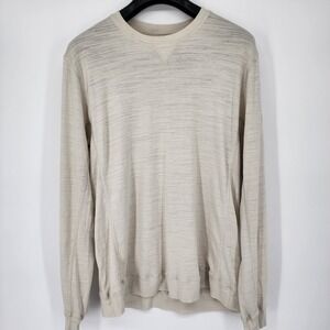 SPLENDID MILLS Men's Size XXL 2XL Ivory Long Sleeve Pullover Shirt Made in USA